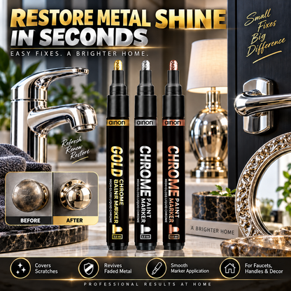 ⏰🔥50% RABATT! 💛 Metallfärgpenna – Återställ Repor & Blekta Ytor, Vädertålig & Precis ✍️✨