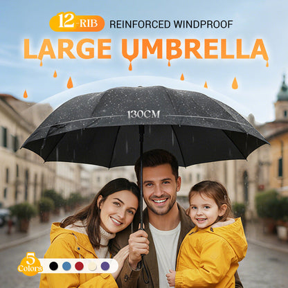 🔥50% RABATT NU! ☔12‑ribbig vindbeständig paraply – Stor täckning, hopfällbar & hållbar för kraftigt regn och vind✨