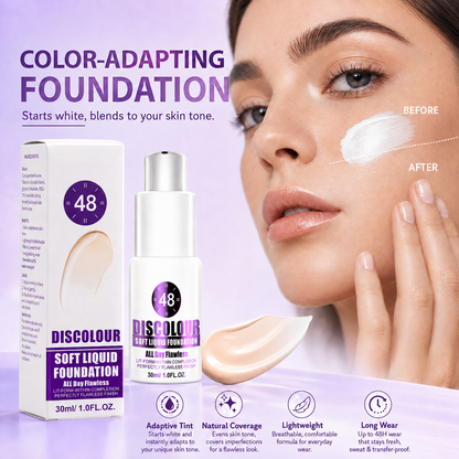🛒50% RABATT NU! 💄Färgbytande mjuk flytande foundation – Anpassar sig till hudtonen, jämn och smidig hudfinish ✨