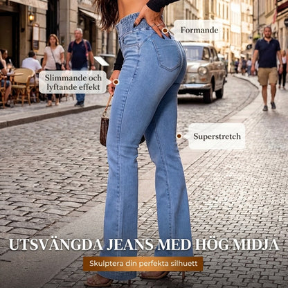 Högmidjade Jeans med Vida Ben – Vintage Wash Blue 👖 Smickrande passform och komfort