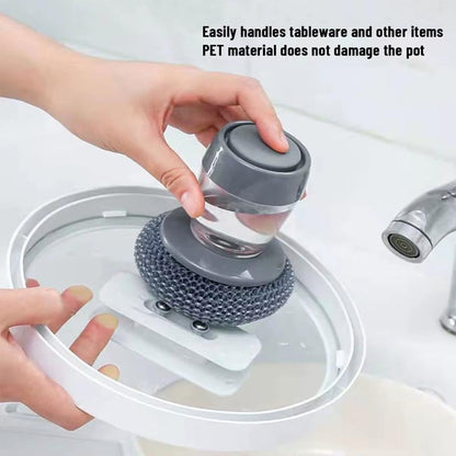 🛒50% RABATT NU! ✨Kökborste med inbyggd tvåldispenser – Rengör utan smutsigt rörka, praktisk för disk och köksytor ✨