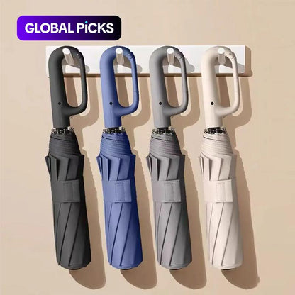 🛒 50% RABATT NU! ☔ Automatiskt hopfällbart paraply – Vind‑ & vattentätt, kompakt med öglespänne, perfekt för vardag, resor och utomhus 🌬️💧