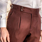 Pantalones casuales rectos de color liso para hombre