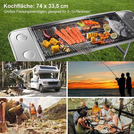 🏕️ Trött på stora och klumpiga grillar? Hopfällbar campinggrill i rostfritt stål för enkel grillning var som helst 🔥