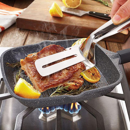 🔥50% RABATT NU! 2-i-1 grillklämma i rostfritt stål, vänder & lyfter mat enkelt 🍖✨✅💥