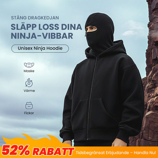 Ninja-hoodie med dragkedja för män och kvinnor