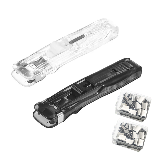 🛒50% RABATT NU! 📎2‑pack bärbar häftklammerdispenser med bindarklämmor + 100 klämmor – Icke‑destruktiv pappersklämma, perfekt för kontor, hem och skola 🏫✏️✨