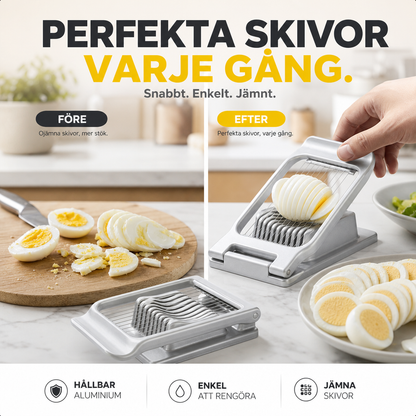 🔥50% RABATT NU🥚 Praktisk äggskärare för hårdkokta ägg Skär äggen jämnt och lätt, perfekt till frukost, sallader och tilltugg ✨