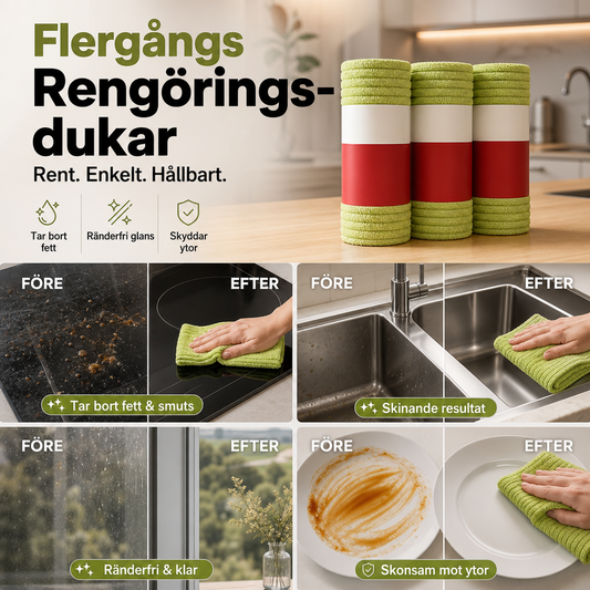 🧻 Återanvändbar rivbar rengöringsduk – Fläckborttagning | SPARA 50% idag! 🔥