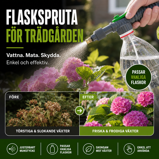 🌿50% RABATT NU! Manuell flaskspruta med justerbart munstycke ‑ Portabelt DIY-trädgårdsverktyg, passar standardplastflaskor för växtbevattning, gödsling & skäddekontroll
