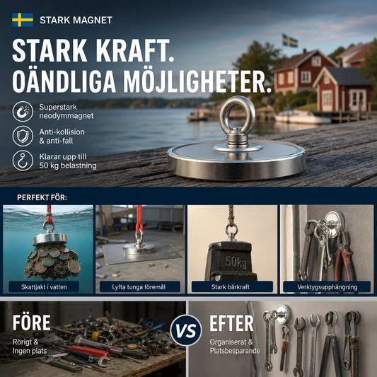 🛒 50% RABATT NU! 🧲 Magnetisk bärgningsmagnet för djupt vatten – Hög dragkraft, robust konstruktion för att fiska upp metallföremål under vattnet 🌊✨