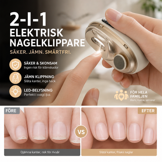 🛒🔥 50% RABATT NU! ⚡2-i-1 Elektrisk nagelklippare och slipmaskin – Säker nagelvård för vuxna och barn ✨