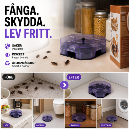 🔥Återanvändbar högeffektiv kackerlacksfälla – fysisk infångning, giftfri, flera ingångar med enkelriktade dörrar & hörnvänlig design 🏠🚫