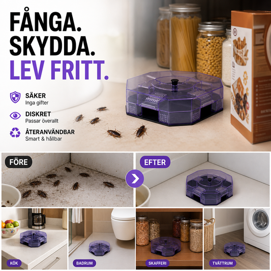🔥Återanvändbar högeffektiv kackerlacksfälla – fysisk infångning, giftfri, flera ingångar med enkelriktade dörrar & hörnvänlig design 🏠🚫