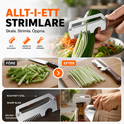 🔥50% RABATT NU🧅 3-i-1 mångsidigt köksverktyg Strimlar, skalar och förbereder salladslök enkelt och snabbt i köket✨