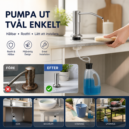 🧴 50% RABATT NU! 💧 Diskmedelsdispenser för Köksvask – 99cm Slang & 360° Rotation – Perfekt för Rent & Snyggt Kök – Enkel Installation 🏠