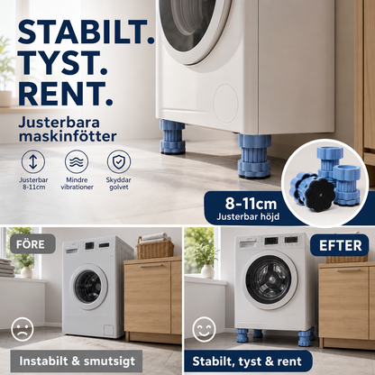 🧺 50% RABATT! 🔧 Universella Multifunktionella Höjdkuddar för Tvättmaskin – Dämpande, Vibrationsreducerande & Perfekt För En Stabil, Skonsam Drift 🏠