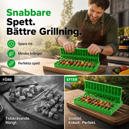 🔥50% RABATT NU🍢 Multifunktionell kebabspettverktyg Snabb och enkel att trä på kött och grönsaker jämnt, sparar tid vid grillning, säker design, perfekt för sommargrill hemma och utomhusgrillningar✨