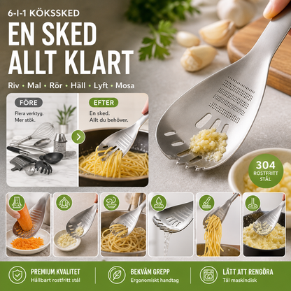 🍳 50 % RABATT NU! ✨ Multifunktionell Köksslev i Rostfritt Stål – För Matlagning, Servering & Vardaglig Användning 🥣