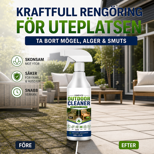 🛒 50% RABATT NU! 🌿 Rengöringsspray för flera ytor för utomhusbruk – Effektiv mot Smuts, Mossa & Alg, Väderbeständig – Perfekt för Terrass, Altan, Husfasad & Trädäck