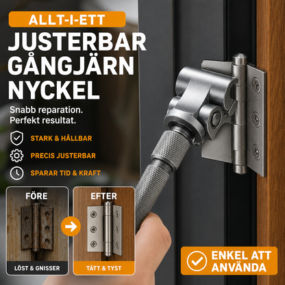 🔧 50 % RABATT NU! 🚪 Universell justerbar dörrgångjärnsnyckel – rostfritt stål, ergonomiskt grepp & enkel justering – perfekt för hemreparation 🛠️