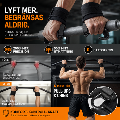 🔥50% RABATT NU! 💪 Tunga lyftremmar med handledskrok för styrketräning – Ökar greppet, minskar belastning på handleder, perfekt för marklyft, bänkpress och kraftträning på gymmet
