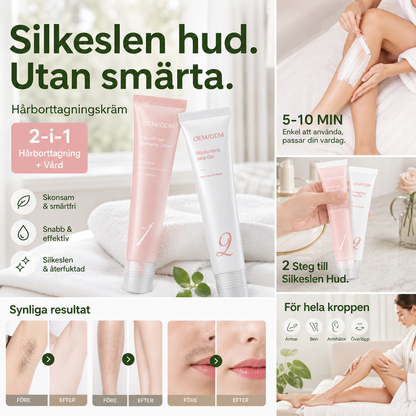 🛒 50% RABATT NU! 💛 Hårborttagningskräm-set för kvinnor – skonsam & effektiv hudglättning ✨