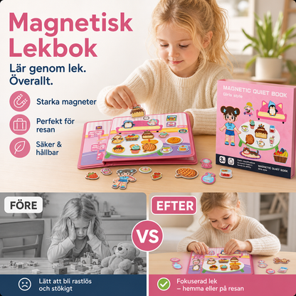 🛒 50% RABATT NU! 🧲 Magnetisk vikbar aktivitetsbok för barn – pedagogiskt pussel med olika scener, utvecklar kreativitet ✨👶
