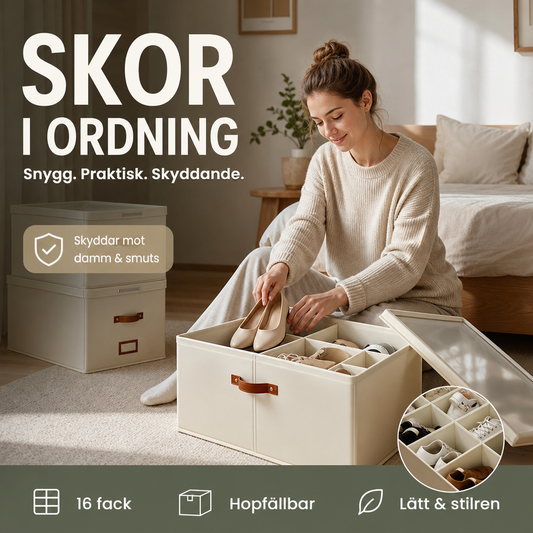 👟 50% RABATT NU! Hopfällbar skoförvaring – stor kapacitet, genomskinlig topp & dammtät – perfekt för garderoben, hallen och resan 🧺✨