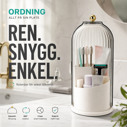 🏡 50% RABATT ✨ | Tandborstförvaring med Skjutlock – 3 Fack & 360° Roterbar – Håller badrummet ordnat, Lättmonterad & Vattentät – Perfekt för badrum, toalett och familjens hygienprodukter