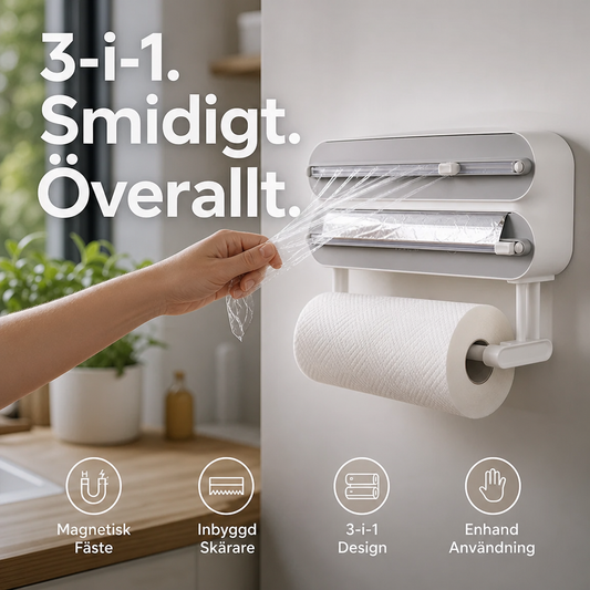 📢📢50% RABATT NU!! ⏰2-i-1 magnetisk folieskärare och handdukshållare – Praktisk Köksverktyg, Enkel Montering & Sparar Köksutrymme – Perfekt för Hemkök 🌿