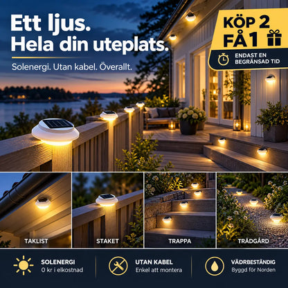 🔥50% RABATT NU! ☀️💡 Solcellsdriven LED‑vägglampa – dekorativ utomhusbelysning, energieffektiv för uteplats 🏡✨