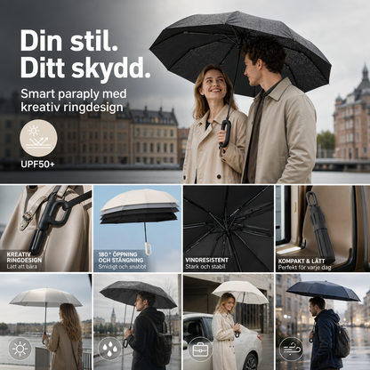 🛒 50% RABATT NU! ☔ Automatiskt hopfällbart paraply – Vind‑ & vattentätt, kompakt med öglespänne, perfekt för vardag, resor och utomhus 🌬️💧