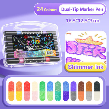 Glitter Markeringspenna med Dubbel Spets