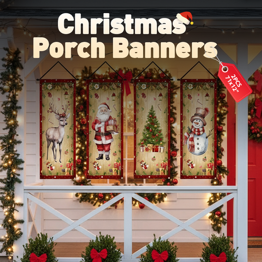 2PCS 71x12" Christmas Porch Banners