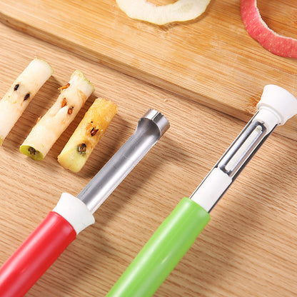 🍎 KÖP 1, FÅ 1 GRATIS! 🔪 Rostfritt 2-i-1 Fruktkärnare & Skalare – Skär, Urkärna & Servera Som En Proffskock! ✨