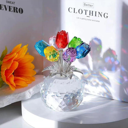 🎈Tidsbegränsad 50% rabatt🌹Evig Kristallrosblomma Figurin i Vas