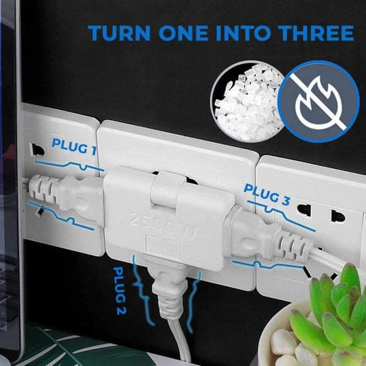 🔥50% RABATT NU!🔌180°‑roterbart trefaldigt vägguttag (EU‑sticka) – Praktisk multiuttag för hemmet✨