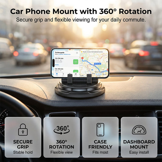 🔥50% RABATT NU!🚗360° Roterande Bil Mobilhållare📱Stabil, justerbar & enkel att använda✨