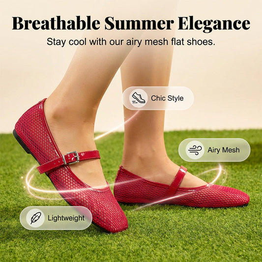 Ballerines en maille respirante avec bride pour femme