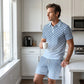 🔥🎁Nyhet 50 % RABATT🔥💙Herr Geometriskt Mönstrad Pikétröja & Shorts Set😎