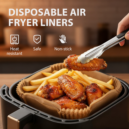 🔥50 % RABATT! 🍗 Engångsbakplåtspapper för varmluftsfritöser – non-stick-belagt, värmetåligt, perfekt för Airfryer. 🛡️💨