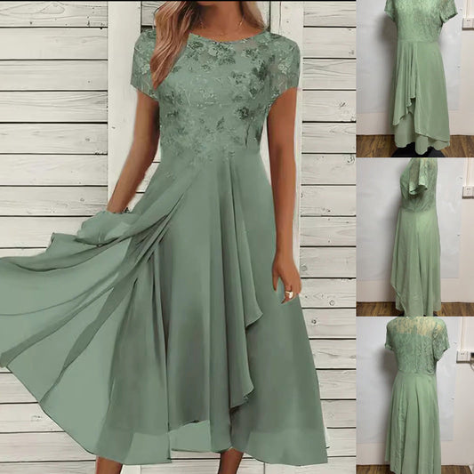 🛒 50% RABATT NU! 👗 Fashionabel tyllklänning med rund hals – Mjukt material & elegant snitt – Idealiskt för fest och vardagsutflykt 💖