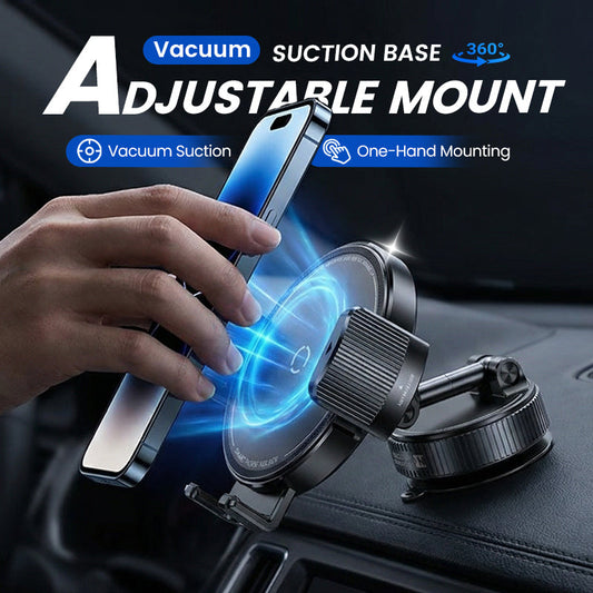 🔥50% RABATT NU!📱Justerbar magnetisk bilhållare med vakuumsugbas – Universell stabil magnetisk telefonhållare för bilen✨