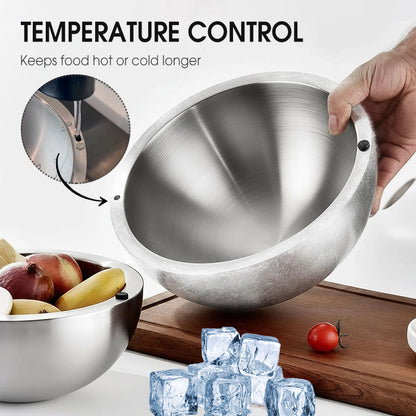 🛒 50% RABATT NU! 🥣 Dubbelväggig skål i rostfritt stål – Isolerad, Slitstark & Lättstädad – Perfekt för Dipp, Snacks, Picknick & Hushållsbruk 🌿
