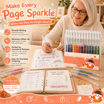 🛒50% RABATT NU! 🎨Utdragbar glittergelpenna set – Livfullt glitterbläck, snabbtorkande med tunn spets, idealisk för journaling, teckning och kreativa projekt ✨🖊️