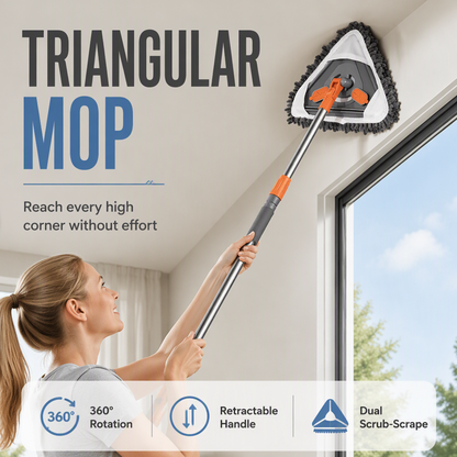🔥50% RABATT NU! 🧹Triangulär städmopp – teleskopskaft & 360° sväng ✨