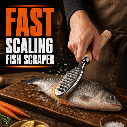 🐟🔥50 % RABATT NU! 🪓 Rostfri fiskskrapa med trähandtag – Effektiv fiskrensning, Ergonomisk & Lättanvänd ✨