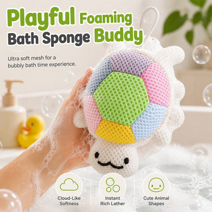 🛒50% RABATT NU! 🛁Söt badsvamp för barn med djurmotiv och upphängningssnöre – Mjuk och praktisk för badstunden ✨