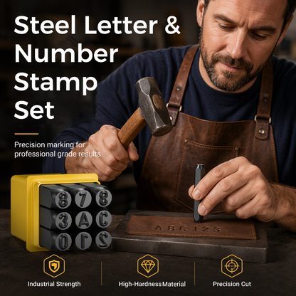 🛒50% RABATT NU! 🔨Stämpelset i stål med bokstäver och siffror – Hållbara metallstämplar för märkning av läder, trä och metall ✨